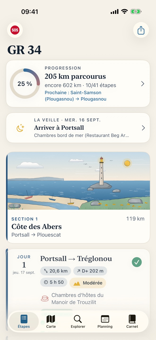 Les 41 étapes, section par section