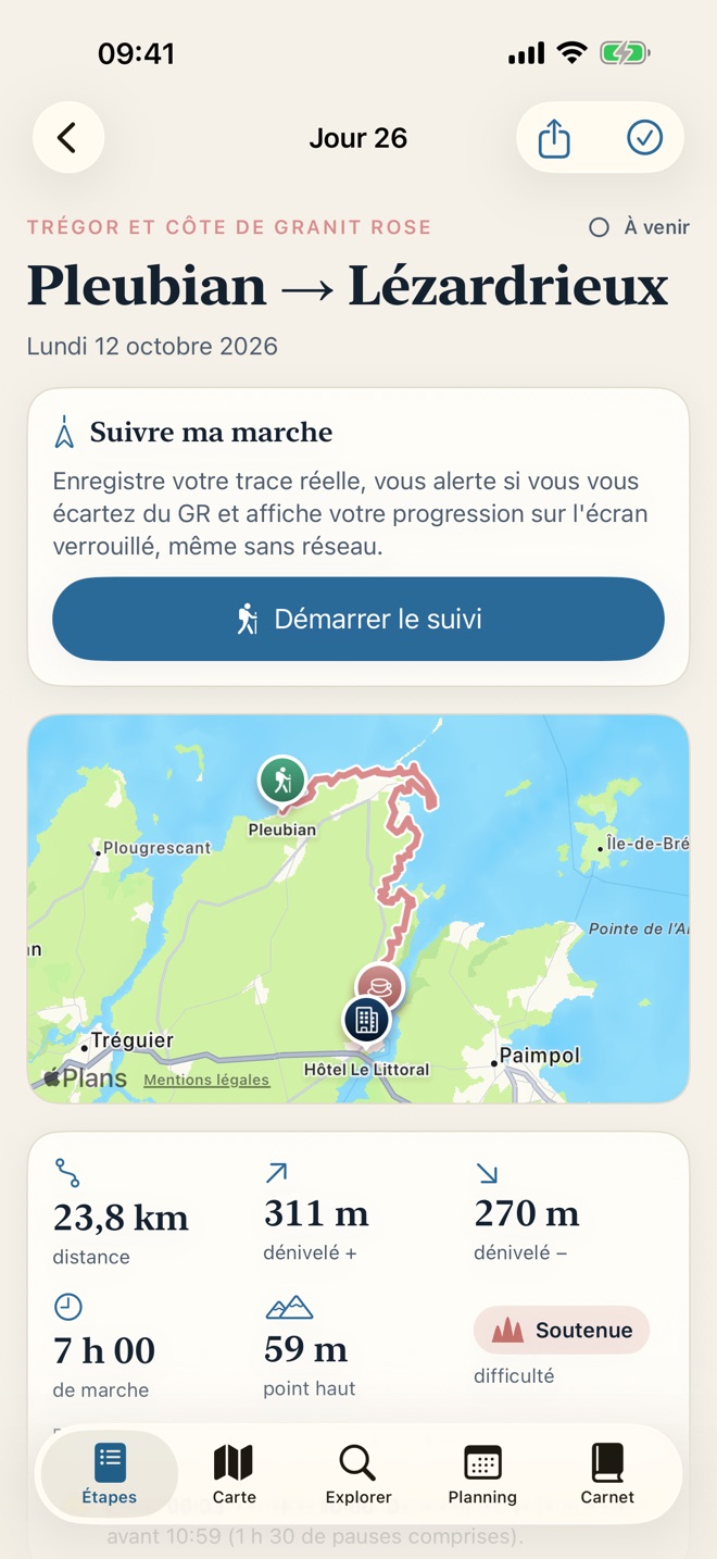 Fiche d'une étape
