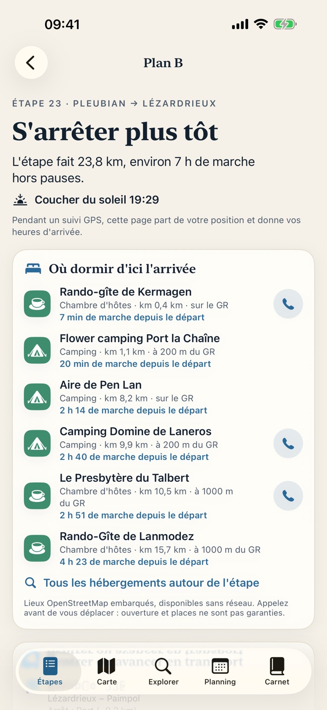 Plan B : où dormir plus tôt