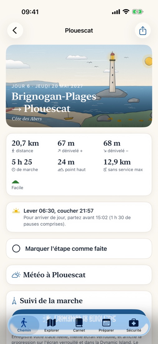 Fiche d'une étape