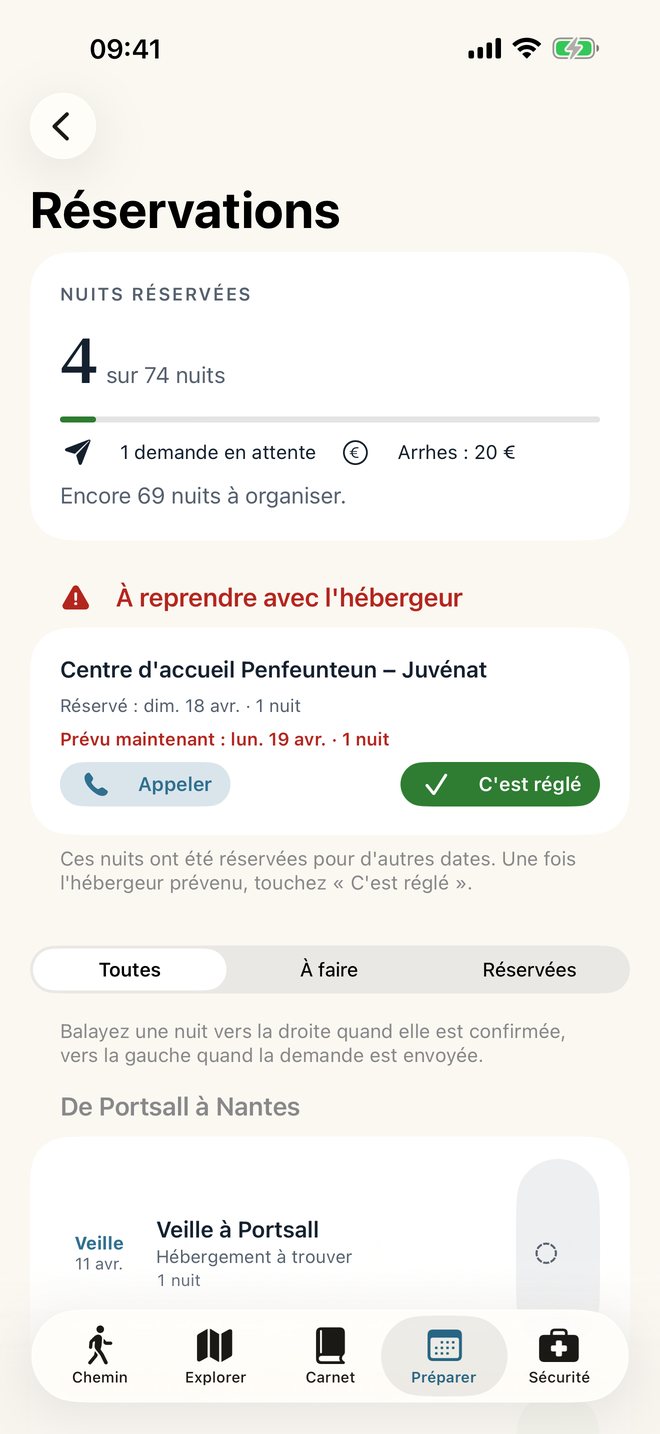 Suivi des réservations, nuit par nuit